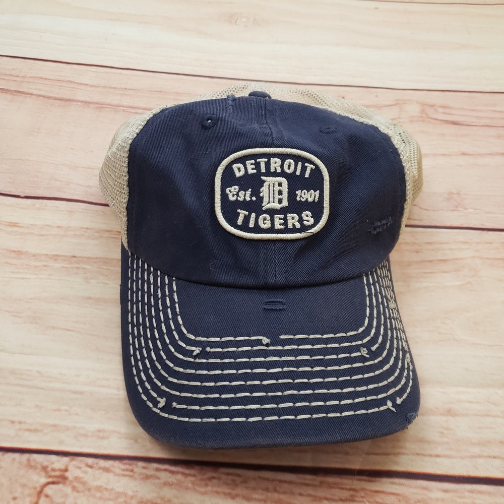 Detroit‎ Tigers Trucker Hat Blue Distressed Snapback Cap Fanatics Cooperstown